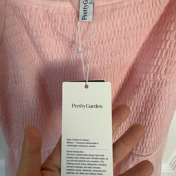 Pink Smocked Puff Sleeve Dress - Picture 6 of 7